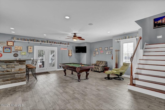 42 Harbour Village Ter, Hampstead, NC 28443 - rec room with recessed lighting, pool table, ceiling fan, and wood finished floors