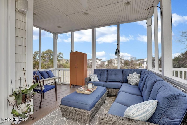 42 Harbour Village Ter, Hampstead, NC 28443 - sunroom with a wealth of natural light and wood ceiling