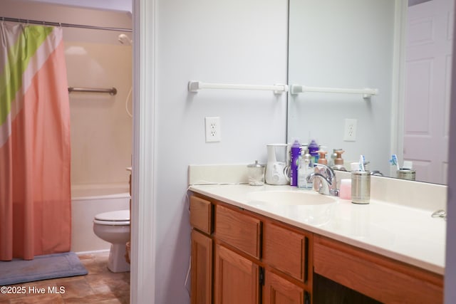 310 Wimbledon Ct, Wilmington, NC 28412 - bathroom with vanity, toilet, and shower / bathtub combination with curtain