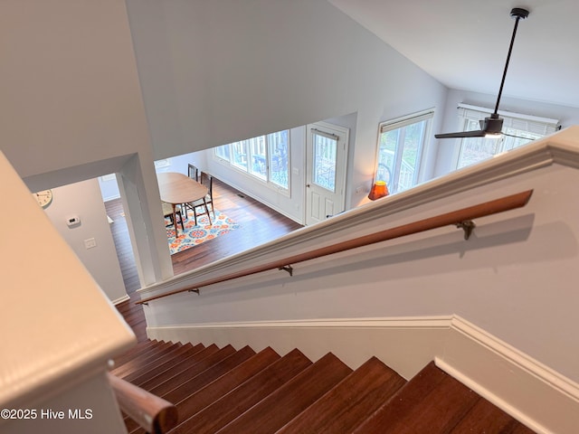 310 Wimbledon Ct, Wilmington, NC 28412 - stairs with wood finished floors and lofted ceiling