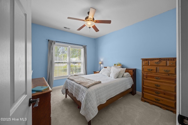 115 Marie Ct, Havelock, NC 28532 - bedroom with carpet, visible vents, baseboards, and ceiling fan