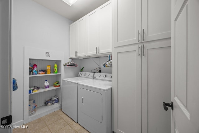 115 Marie Ct, Havelock, NC 28532 - laundry room featuring washer and dryer, light tile patterned floors, and cabinet space