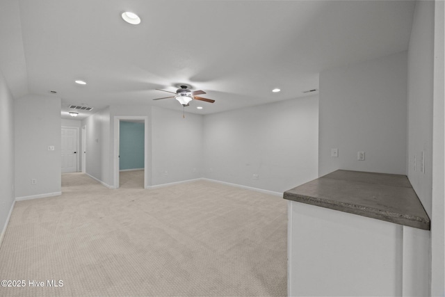 115 Marie Ct, Havelock, NC 28532 - unfurnished living room with light carpet, recessed lighting, baseboards, and ceiling fan