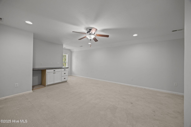 115 Marie Ct, Havelock, NC 28532 - spare room featuring ceiling fan, visible vents, recessed lighting, light carpet, and baseboards