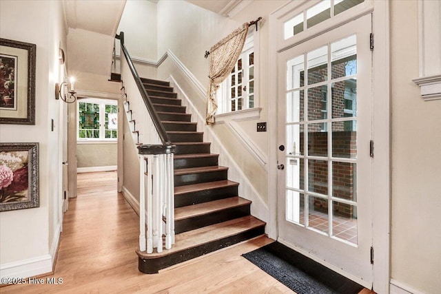 705 Park Ave, Goldsboro, NC 27530 - staircase with baseboards and wood finished floors