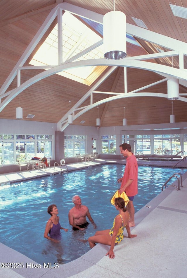 community pool with a skylight