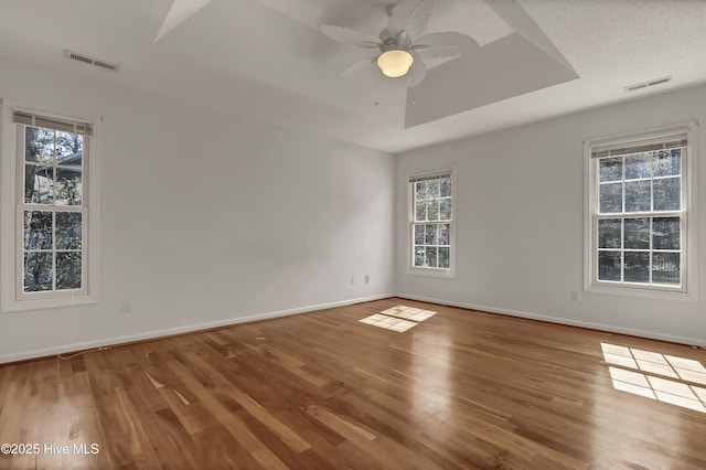 146 Olde Point Rd, Hampstead, NC 28443 - empty room featuring plenty of natural light, wood finished floors, ceiling fan, and a tray ceiling