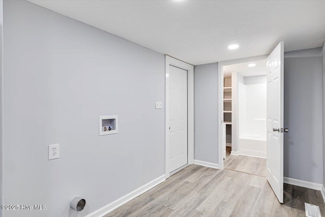 304 N Saratoga St, Stantonsburg, NC 27883 - laundry room featuring washer hookup, light wood-style floors, baseboards, and recessed lighting