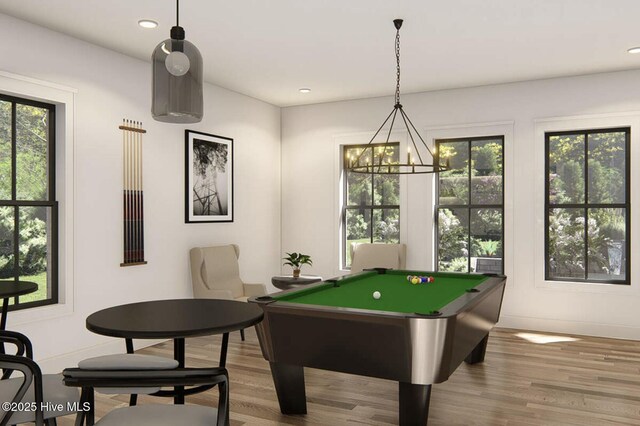 103 Chesterfield Dr, Pinehurst, NC 28374 - game room with wood finished floors, healthy amount of natural light, billiards table, and recessed lighting
