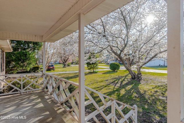 view of patio featuring a porch