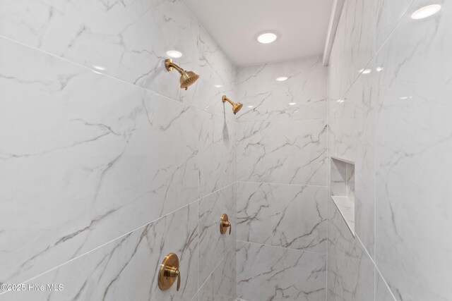 interior details with a marble finish shower