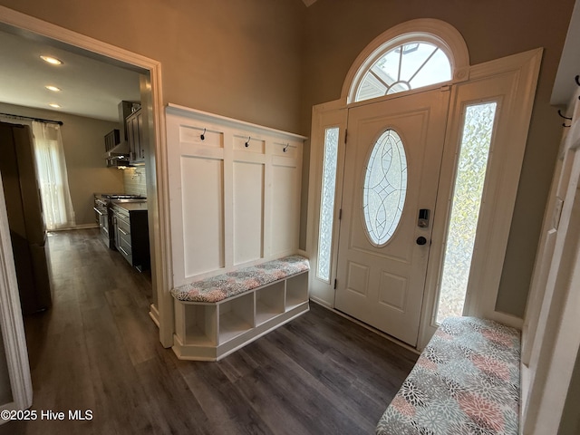 1123 Mill Run Rd, Sneads Ferry, NC 28460 - foyer entrance featuring recessed lighting, baseboards, and dark wood-style floors