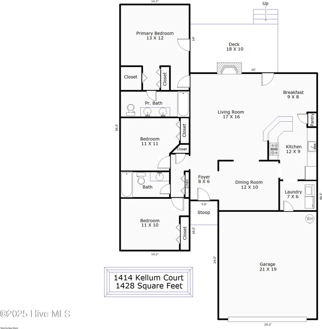 1414 Kellum Ct, Wilmington, NC 28412 - home floor plan