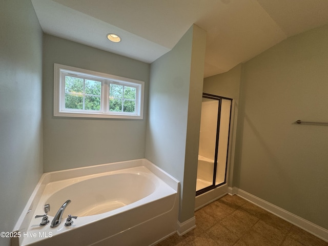 427 Wolfe Ln, Hubert, NC 28539 - bathroom with a garden tub and a stall shower