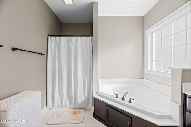 214 Green Trees Dr, New Bern, NC 28560 - bathroom featuring a shower with curtain and a tub to relax in