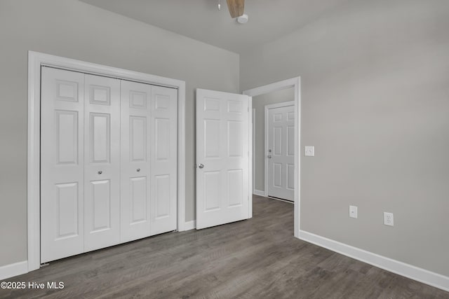 5006 Carleton Dr Unit 141, Wilmington, NC 28403 - unfurnished bedroom with wood finished floors, baseboards, and a closet