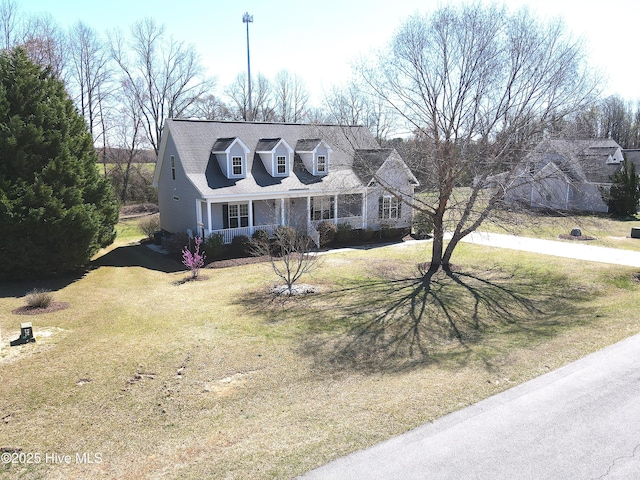 8107 Gentle Breeze Dr, Sims, NC 27880 - cape cod home featuring covered porch and a front yard
