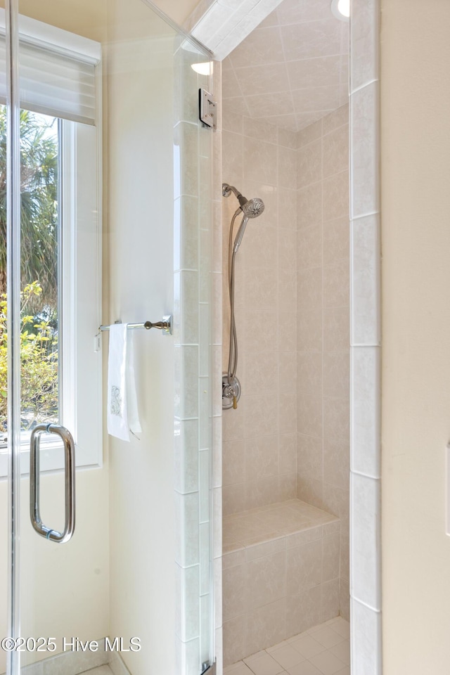 bathroom with a shower stall