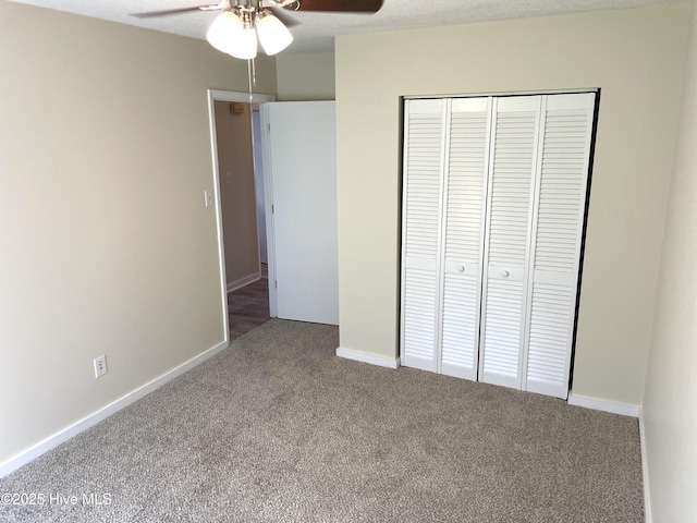 142 Witten Cir Unit A, Havelock, NC 28532 - unfurnished bedroom with carpet, a closet, ceiling fan, and baseboards