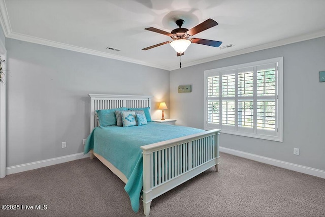 1061 Leesburg Dr, Leland, NC 28451 - carpeted bedroom with baseboards, visible vents, and crown molding