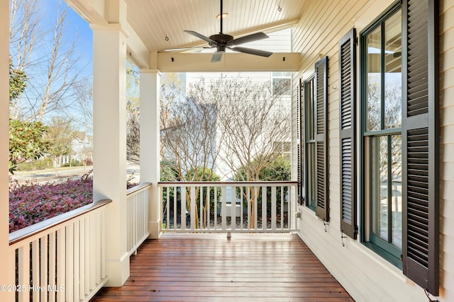 1037 Anchors Bend Way, Wilmington, NC 28411 - wooden terrace with a ceiling fan and a porch