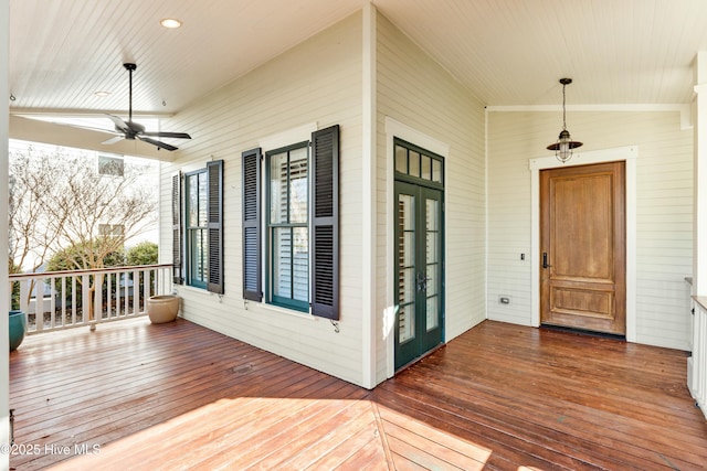 1037 Anchors Bend Way, Wilmington, NC 28411 - exterior space with a porch and a ceiling fan