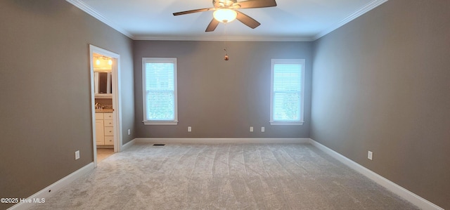 2429 Falls River Ave, Raleigh, NC 27614 - carpeted spare room featuring ceiling fan and ornamental molding
