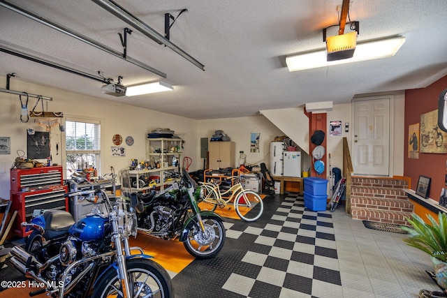 garage with a garage door opener