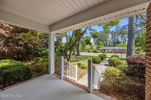 view of patio featuring covered porch