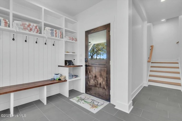 7522 Dunbar Rd, Wilmington, NC 28411 - mudroom featuring dark tile patterned flooring