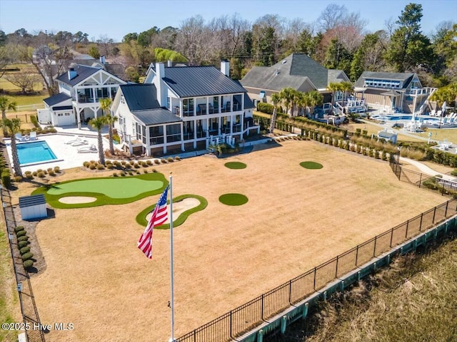 7522 Dunbar Rd, Wilmington, NC 28411 - aerial view of property and surrounding area featuring a pool