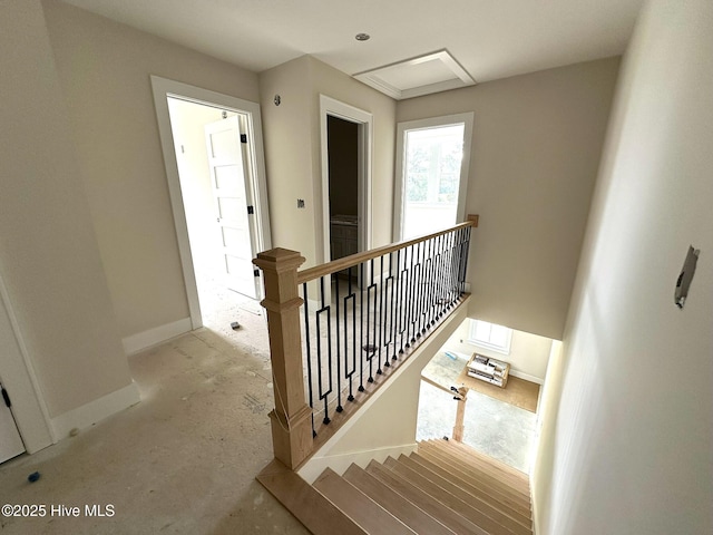 110 Blimp View Dr, Elizabeth City, NC 27909 - stairway with baseboards and attic access