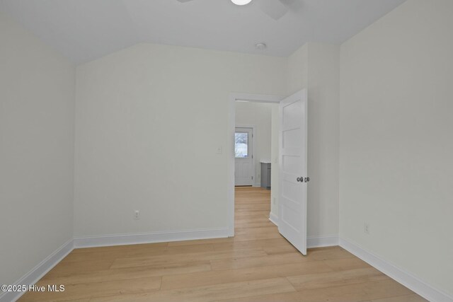 1615 Live Oak St Unit A & B, Beaufort, NC 28516 - unfurnished room featuring baseboards, light wood-style floors, lofted ceiling, and a ceiling fan