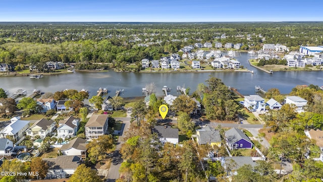 3001 E Yacht Dr, Oak Island, NC 28465 - drone / aerial view featuring a water view and a residential view