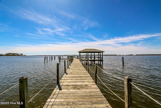 view of dock featuring a water view