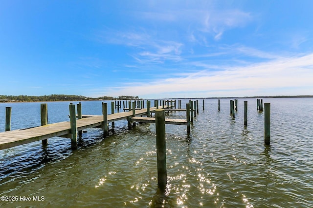 view of dock featuring a water view