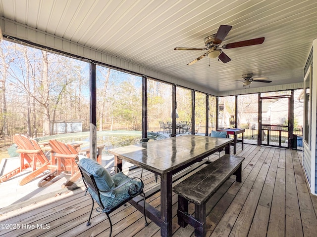 393 Knollwood Dr, Hampstead, NC 28443 - sunroom / solarium featuring outdoor dining space and ceiling fan