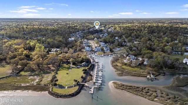 1025 Anchors Bend Way, Wilmington, NC 28411 - aerial view of property's location featuring a large body of water and a forest