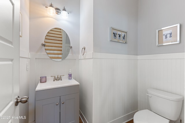 1025 Anchors Bend Way, Wilmington, NC 28411 - half bath with vanity, toilet, and wainscoting