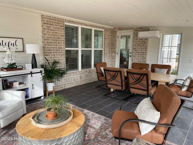 1325 Grandiflora Dr, Leland, NC 28451 - view of patio with a wall unit AC and an outdoor living space