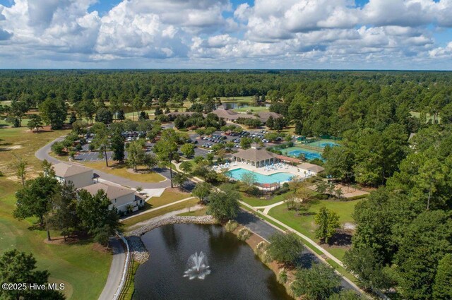 1325 Grandiflora Dr, Leland, NC 28451 - bird's eye view featuring a water view and a view of trees
