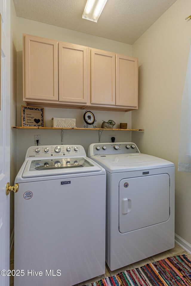 laundry area featuring cabinet space and washer and clothes dryer
