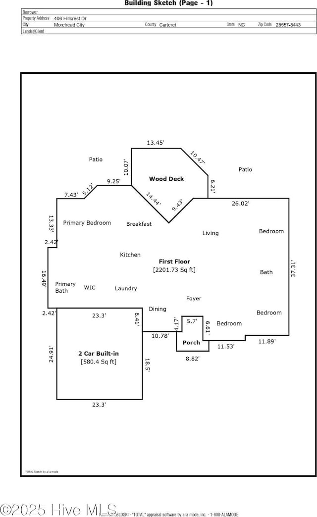 406 Hillcrest Dr, Morehead City, NC 28557 - home floor plan