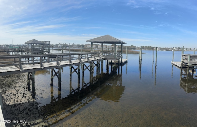 dock area featuring a water view