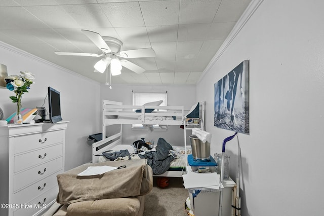 5635 Mckendree Church Rd, Tarboro, NC 27886 - carpeted bedroom with ornamental molding and ceiling fan