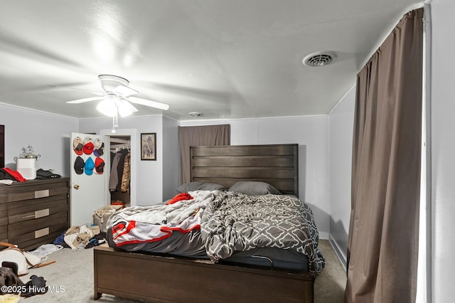 5635 Mckendree Church Rd, Tarboro, NC 27886 - carpeted bedroom with a closet, ceiling fan, a spacious closet, and visible vents