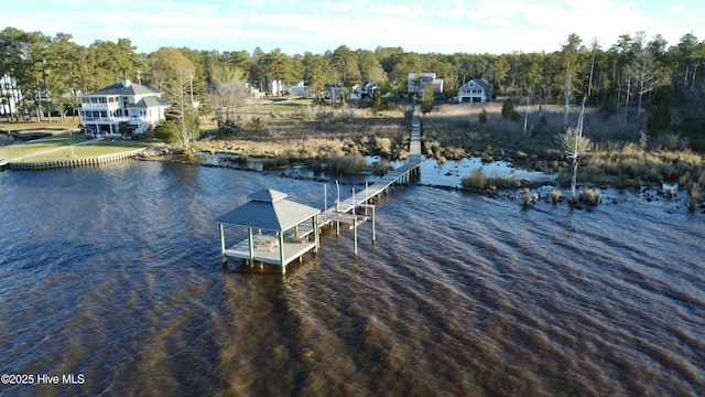 dock area featuring a water view