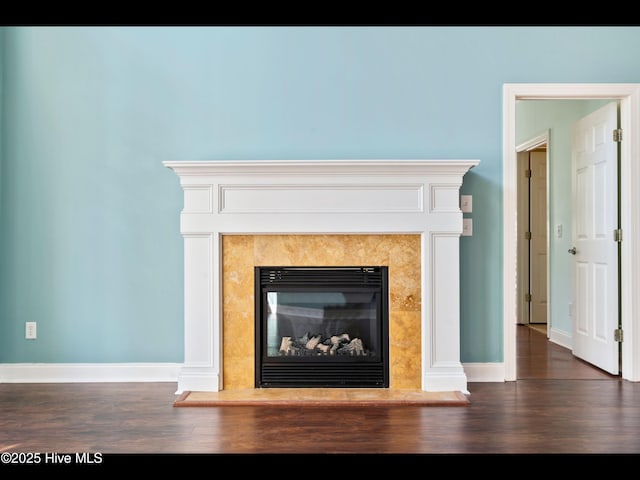 4404 Gauntlet Dr SE, Southport, NC 28461 - detailed view of wood finished floors, a glass covered fireplace, and baseboards