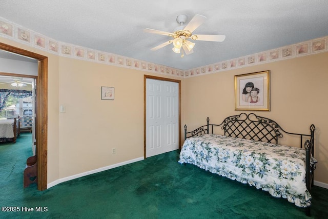 201 Cantle Ct, Jacksonville, NC 28540 - carpeted bedroom featuring a closet, a ceiling fan, and baseboards