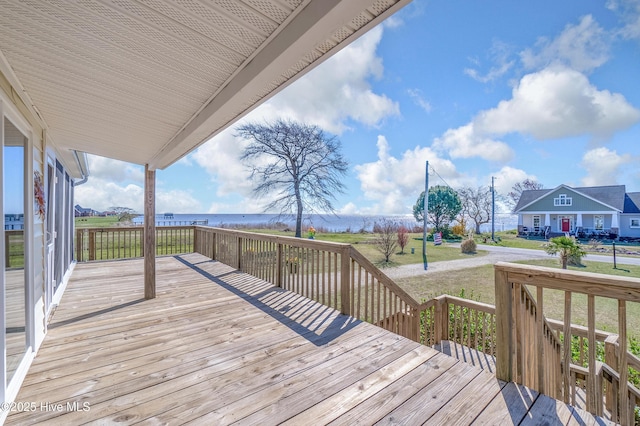 deck featuring a yard